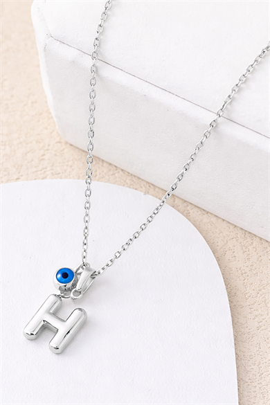 Gümüş Renk H Harf Çelik Kolye