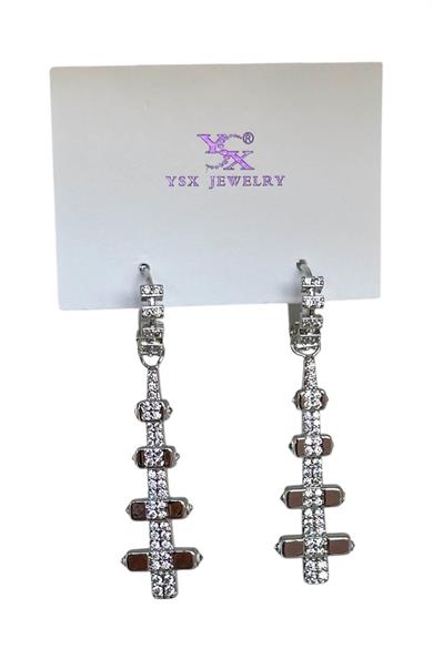 Gümüş Renk Taş Detaylı YSX Küpe (Çift)