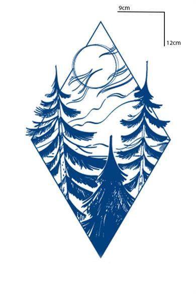 Ağaç Figürlü 12 Saat Sonra Kararan Geçici Dövme Tattoo