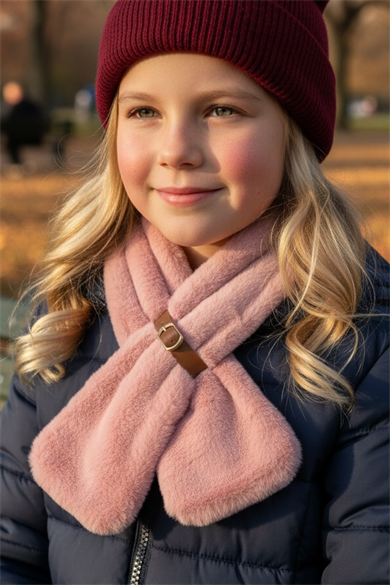 Koyu Pembe Renk Çocuk Peluş Atkı