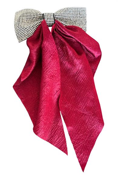 Bordo Renk Taş Detaylı Kurdele Otomat Toka