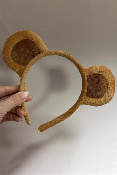 Açık Kahverengi Kulak Detaylı Peluş Taç
