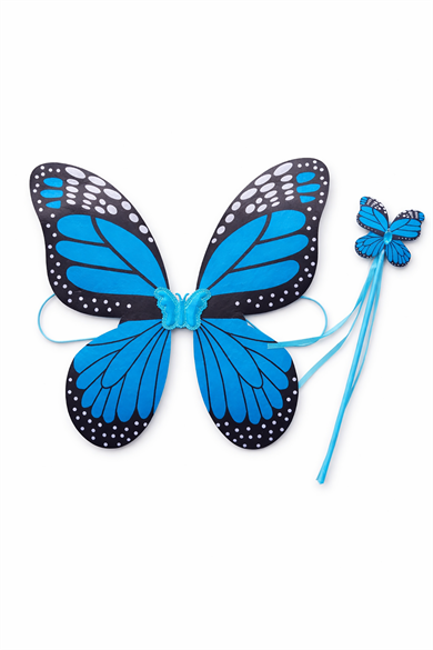 Mavi Renk Kelebek Figürlü Kanat / Asa Set