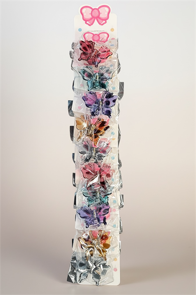 10lu Karışık Renk Kelebek Figürlü Mini Mandal Toka Set