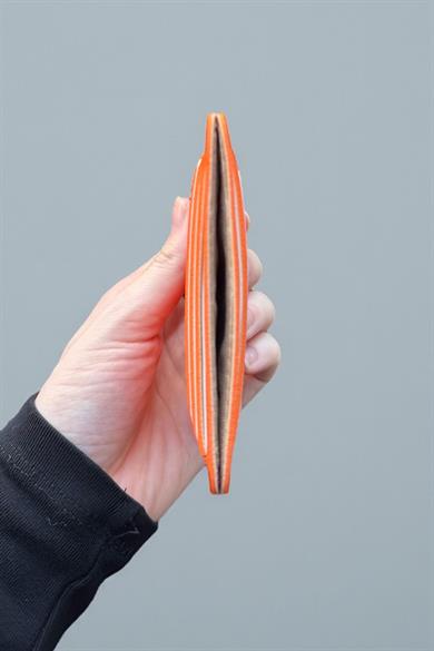 Turuncu Renk Deri Kadın Cüzdan/ Kartlık