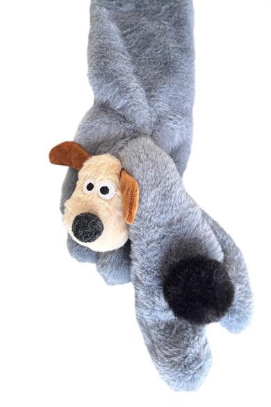 Gri Renk Köpek Figürlü Çocuk Peluş Atkı