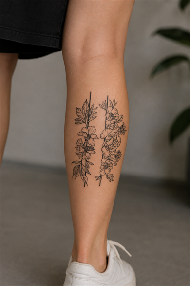 İkili Çiçek Geçici Dövme Tattoo