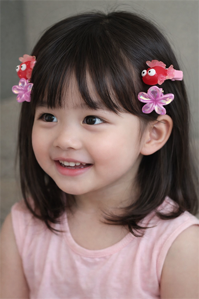 Pembe Renk Balık Ve Lotus Figürlü Mandal/Yan Toka Set