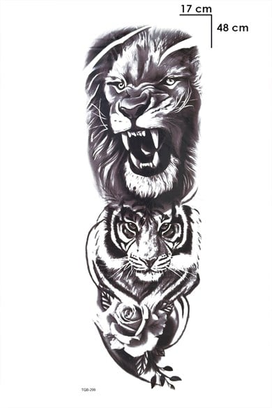 Aslan Ve Gül Geçici Dövme Tattoo
