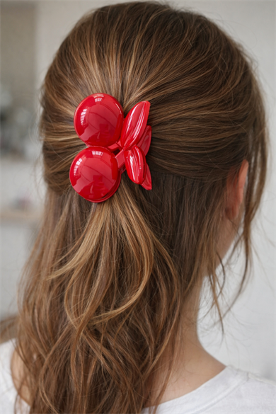 Kırmızı Renk Kiraz Figürlü Mandal Toka