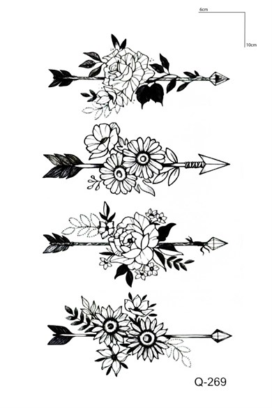 Çiçekli Ok Mini Geçici Dövme Tattoo