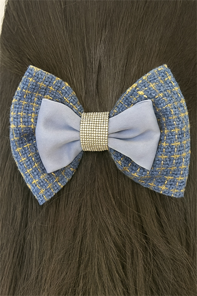 Mavi Renk Taş Detaylı Kurdele Otomat Toka