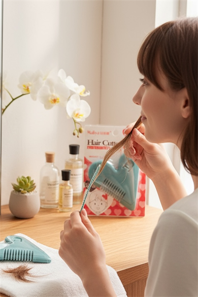 Mavi Renk Kalp Figürlü Saç Kırık Alma Aparatı