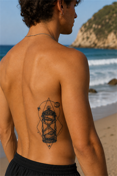 Kum Saati Sonradan Kararan Yarı Kalıcı Geçici Dövme Tattoo