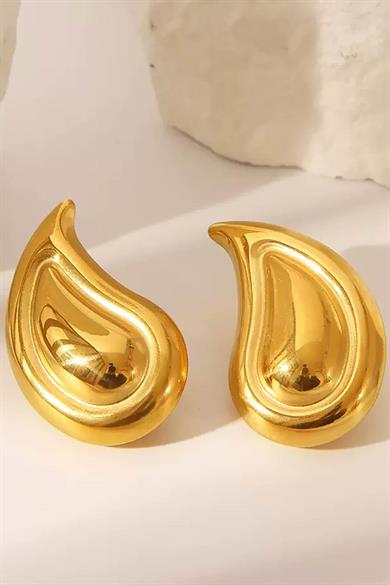 Altın Renk Damla Figürlü Çelik Küpe (Çift)