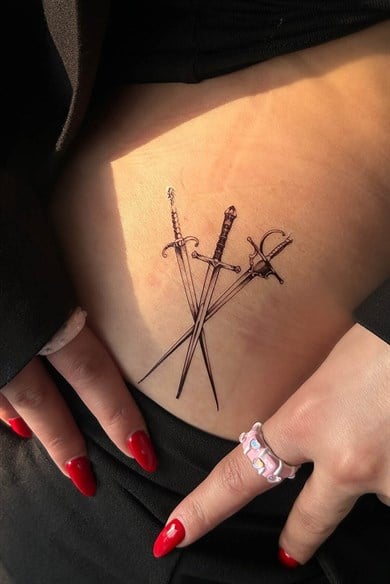 Üç Kılıç Mini Dövme Geçici Tattoo