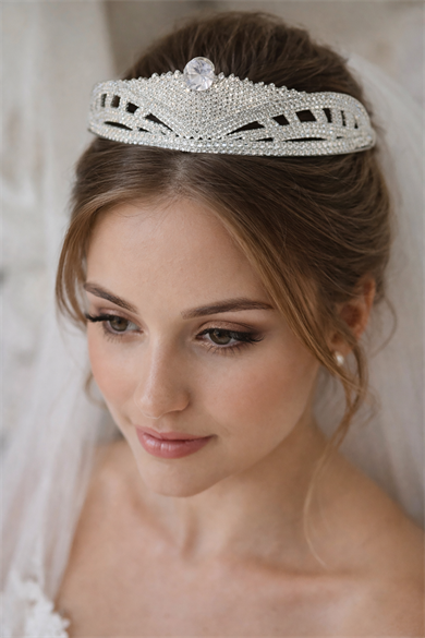 Zirkon Taşlı Gelin/Kına/Nişan/Söz Tasarım Taç