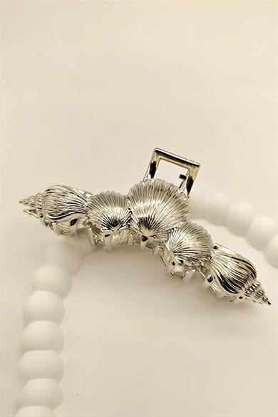 Gümüş Renk Deniz Kabuğu Figürlü Metal  Mandal Toka