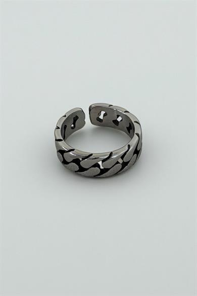 Gümüş Renk Ayarlanabilir Çelik Erkek Yüzük