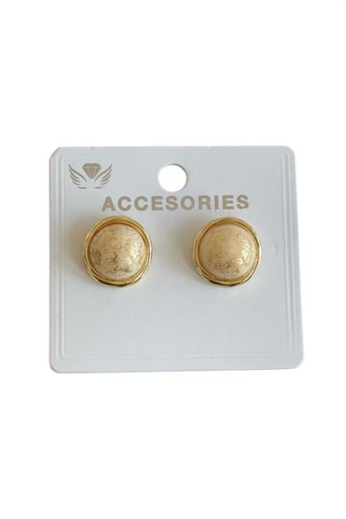 Altın Renk Krem Mineli Küpe (Çift)