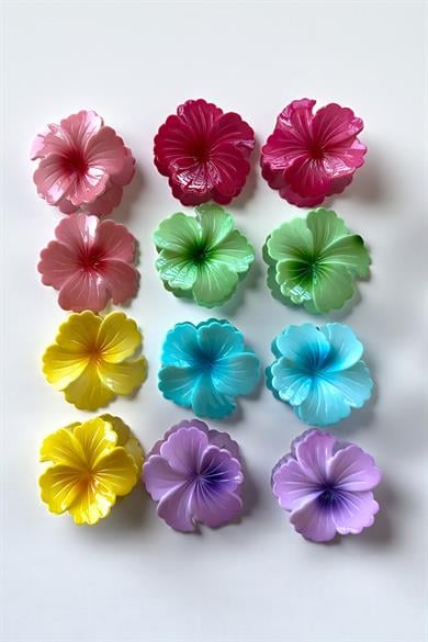 12li Karışık Renk Çiçek Figürlü Mandal Toka Set