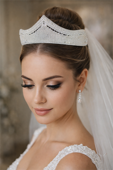 Zirkon Taşlı Gelin/Kına/Nişan/Söz Tasarım Taç