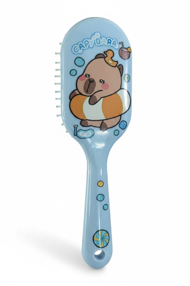 Mavi Renk Capybara Figürlü Çocuk Saç Tarama Fırçası/Tarak