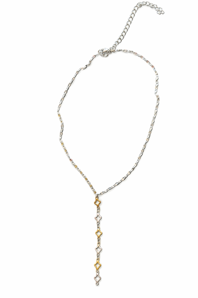 Altın Ve Gümüş Renk Çelik Y Kolye