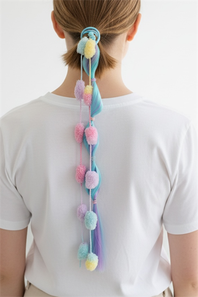 Mavi Renk Saç Detaylı Lastik Toka