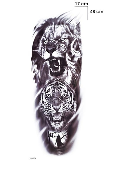 Aslan Ve Kaplan Kol Geçici Dövme Tattoo