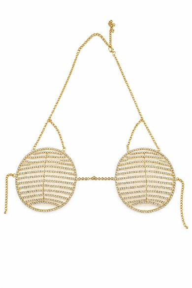 Altın Renk Taş Detaylı Bikini Üstü /Bralet /Vücut Aksesuarı