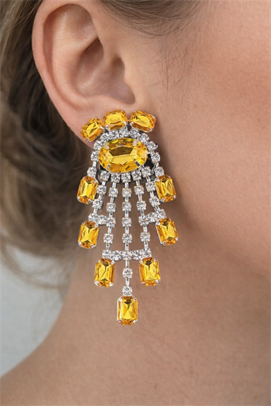 Gümüş Renk Taş Detaylı Tasarım Küpe(Çift)