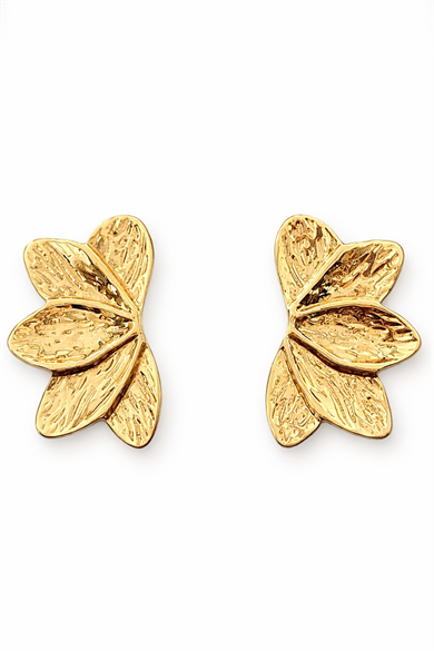 Altın Renk Çiçek Figürlü Küpe (Çift)