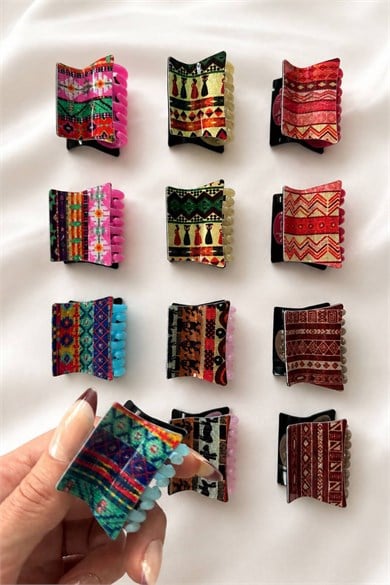 12li Karışık Renk Mandal Toka Set