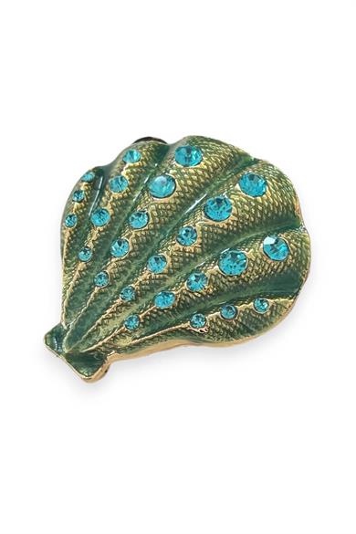 Karışık Renk Deniz Kabuğu Figürlü Taş Detaylı Broş