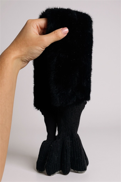 Siyah Renk Çocuk Peluş Atkı