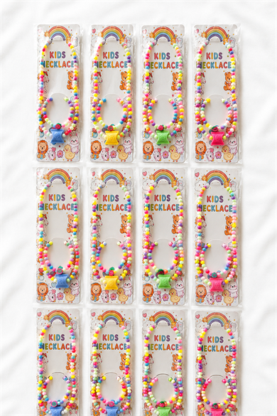 12li Karışık Figürlü Çocuk  Kolye/Bileklik Set
