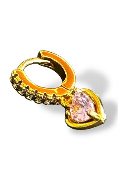 Altın Renk Kalp Figürlü Çelik Tragus/Kıkırdak Küpe/Piercing (Tek)