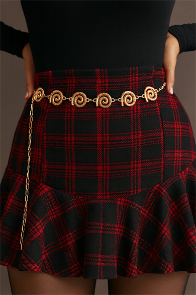 Altın Renk Salyangoz Figürlü Zincir Kemer