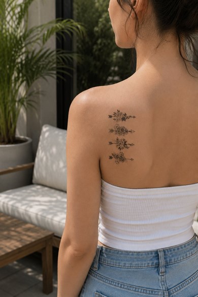 Çiçekli Ok Mini Geçici Dövme Tattoo