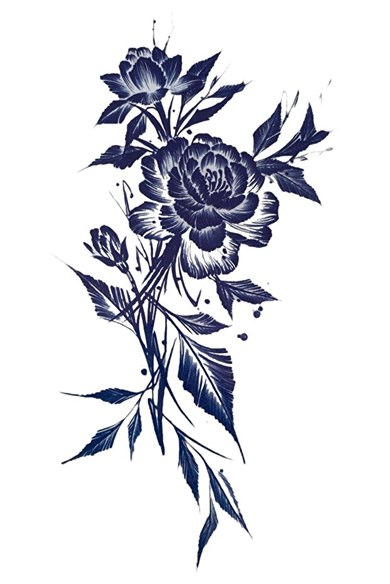 Gül Sonradan Kararan Yarı Kalıcı Geçici Dövme Tattoo
