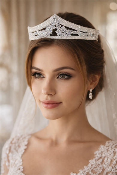 Zirkon Taşlı Gelin/Kına/Nişan/Söz Tasarım Taç