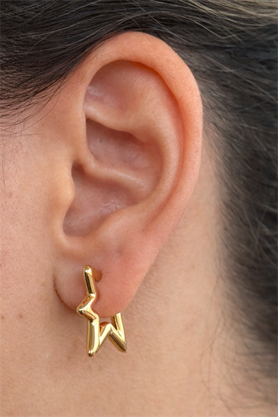 Altın Renk Yıldız Figürlü 14K Altın Kaplama Tx  Küpe (Çift)