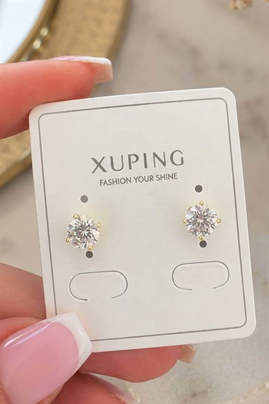 Altın Renk Taş Detaylı Xuping  Küpe (Çift)