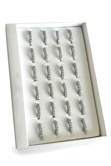 24lü Gümüş Renk Beş Taş Detaylı Yüzük Set