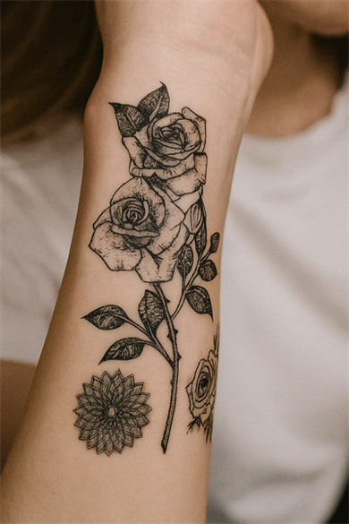 Geçici Gül Figürlü Mini Dövme Tattoo
