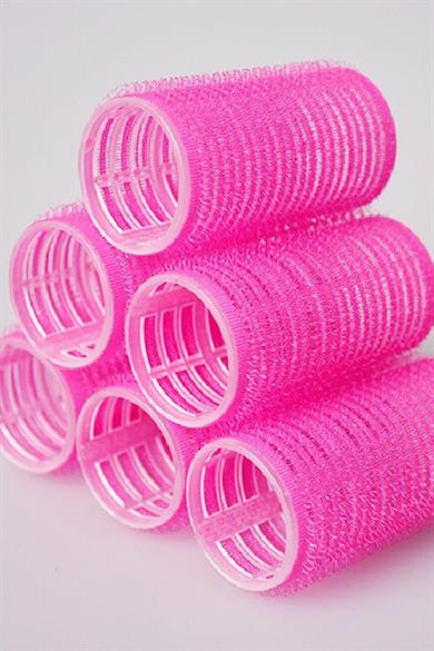 Fuşya Renk 6 Adet Bigudi Cırtlı/ Yapışkanlı Saç Bigudisi /Orta Boy