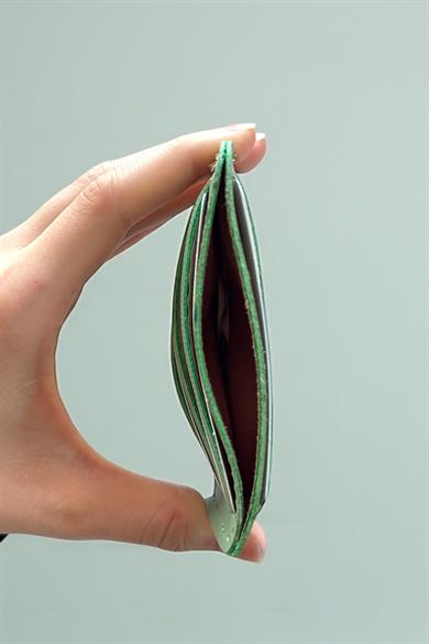 Yeşil Renk Deri Kadın Cüzdan/ Kartlık