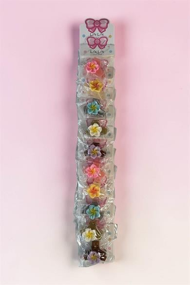 10lu Karışık Renk Lotus Figürlü Mini Çocuk Mandal Toka Set