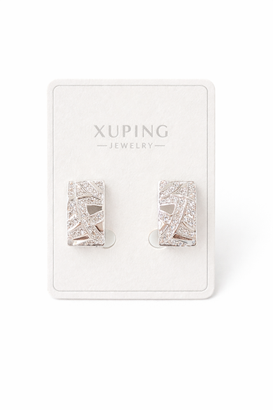 Gümüş Renk Taş Detaylı Çelik Xupıng VİP Küpe